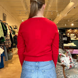 Celeste Heart Button Cardigan- Red