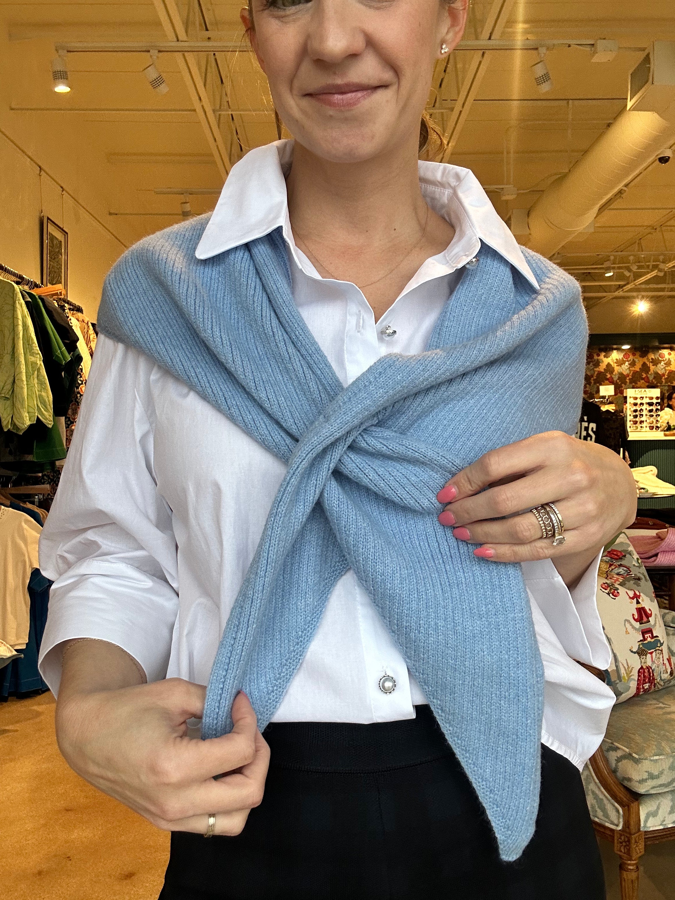 Knit Triangle Sweater Shawl