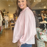 Lana Relaxed Button Down Blouse- Pink