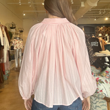 Lana Relaxed Button Down Blouse- Pink