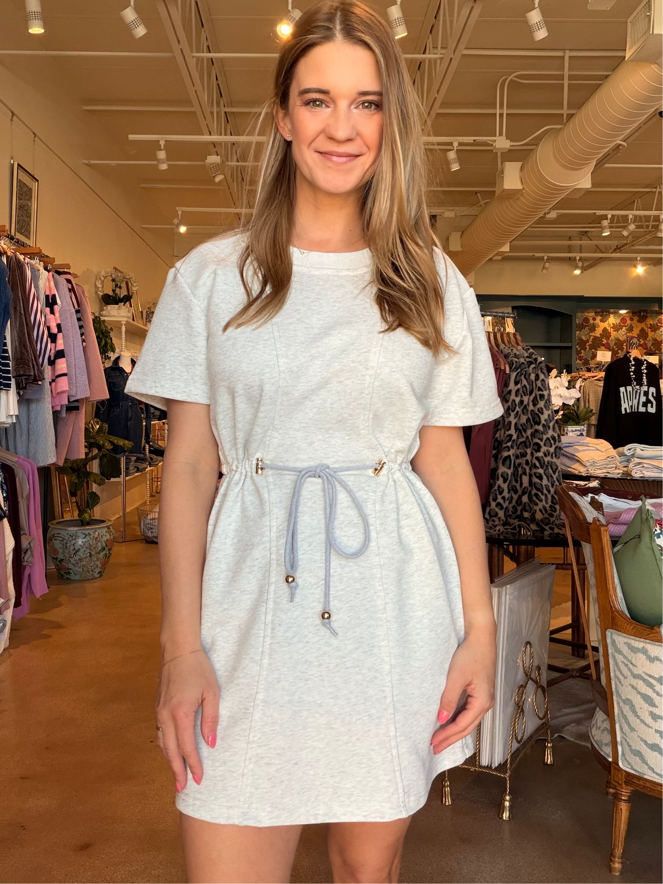 French Terry Short Dress- Grey Medium French Terry Short Dress- Grey Medium