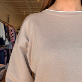 Karina Trim Sweater- Tan/White