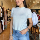 Emerson Tipped Short Sleeve Sweater- Mint