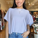 Christa Short Sleeve Sweater- Lavender