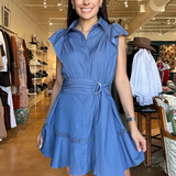 Cara Belted Dress- Denim