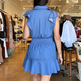 Cara Belted Dress- Denim