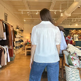 Celine Contrast Stitch Blouse- White