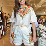 Perla Floral Belted Shorts
