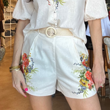 Perla Floral Belted Shorts