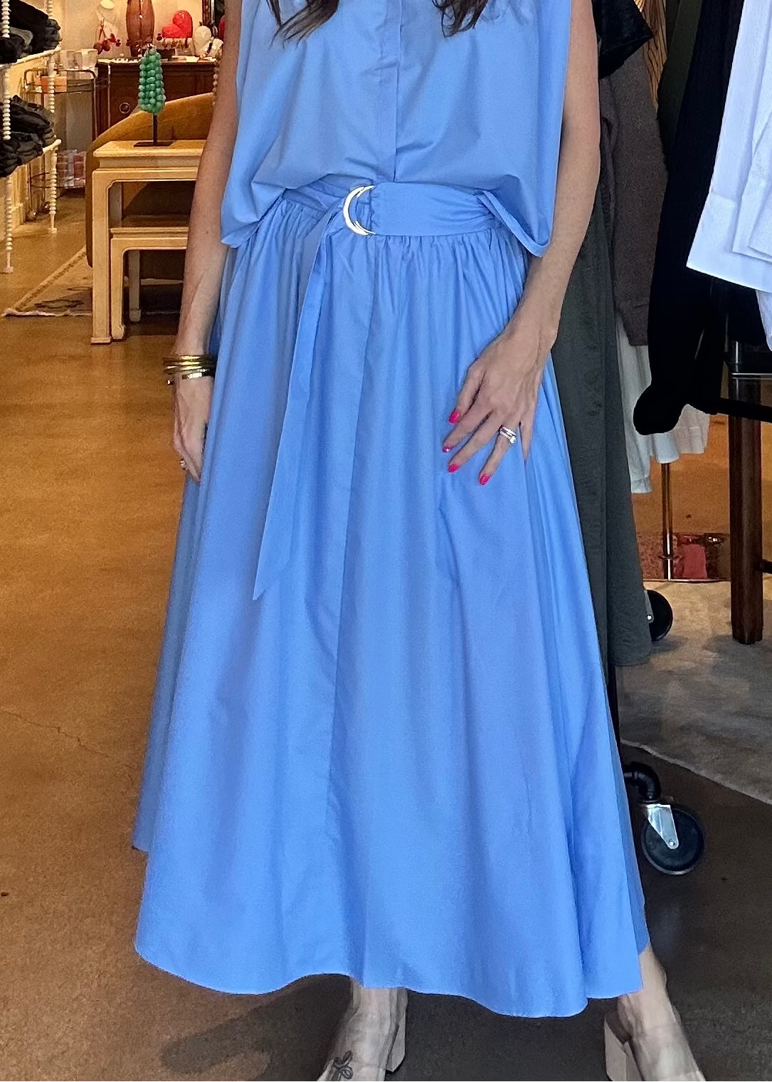 Camryn Poplin Skirt- Blue