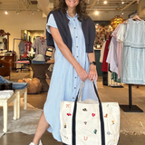Blue Gauze Stripe Shirtdress