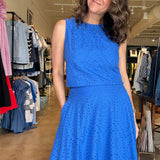 Violet Tank- Blue Eyelet