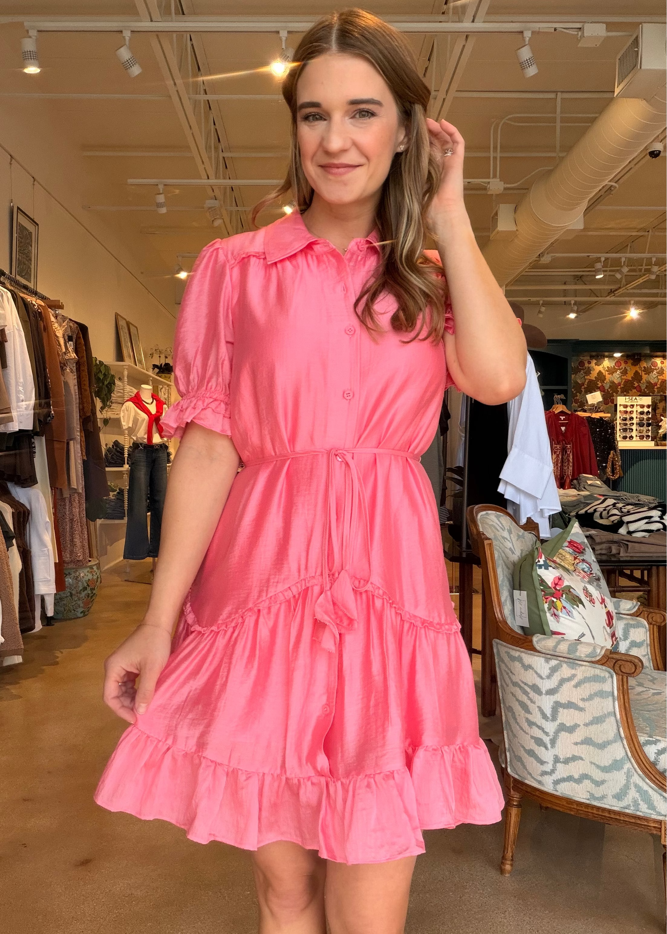 pink boutique mini dresses Pink Scalloped Detail Mini Dress Moda Boutique
