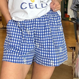 Azure Lace Gingham Shorts