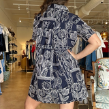 Selene Stitch Shirtdress- Navy/White