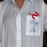 Embroidered Poolside Button Down- Snap & Sip