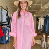 Embroidered Poolside Button Down- Vacay