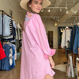 Embroidered Poolside Button Down- Vacay