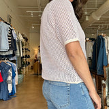 Open Knit Sweater Tee- Petal