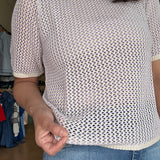 Open Knit Sweater Tee- Petal