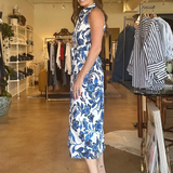 Azure Petals Collared Maxi Dress