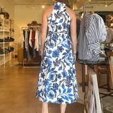 Azure Petals Collared Maxi Dress