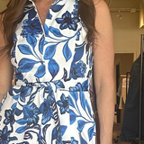Azure Petals Collared Maxi Dress