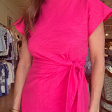 Emilia Tie Front Dress- Hot Pink