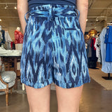 Indigo Ikat Belted Shorts