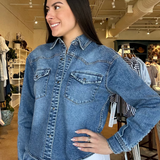 Lizette Denim Shirt- Dark Wash