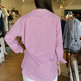 Joy Button Down Stripe Top- Red