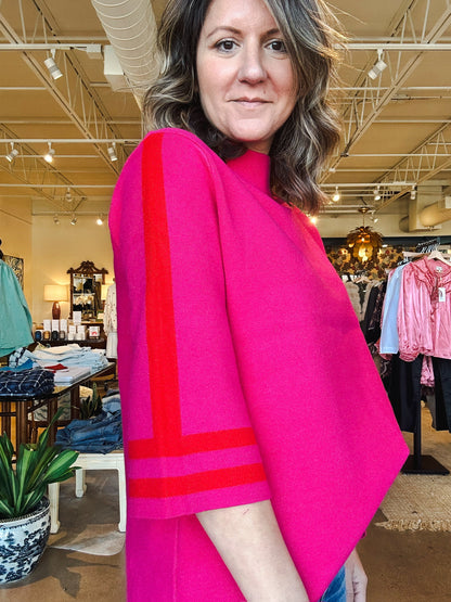 Ginny Mock Neck Sweater- Fuchsia