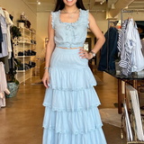 Francina Tiered Skirt- Spring Blue