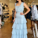 Francina Tiered Skirt- Spring Blue
