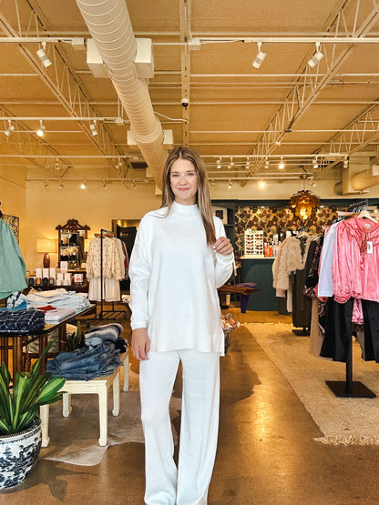 Betty Mock Neck Sweater- White