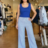 Vicky Pant- Chambray Blue Stripe