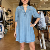 Ophelia Smocked Chambray Dress