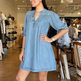 Ophelia Smocked Chambray Dress