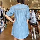 Ophelia Smocked Chambray Dress