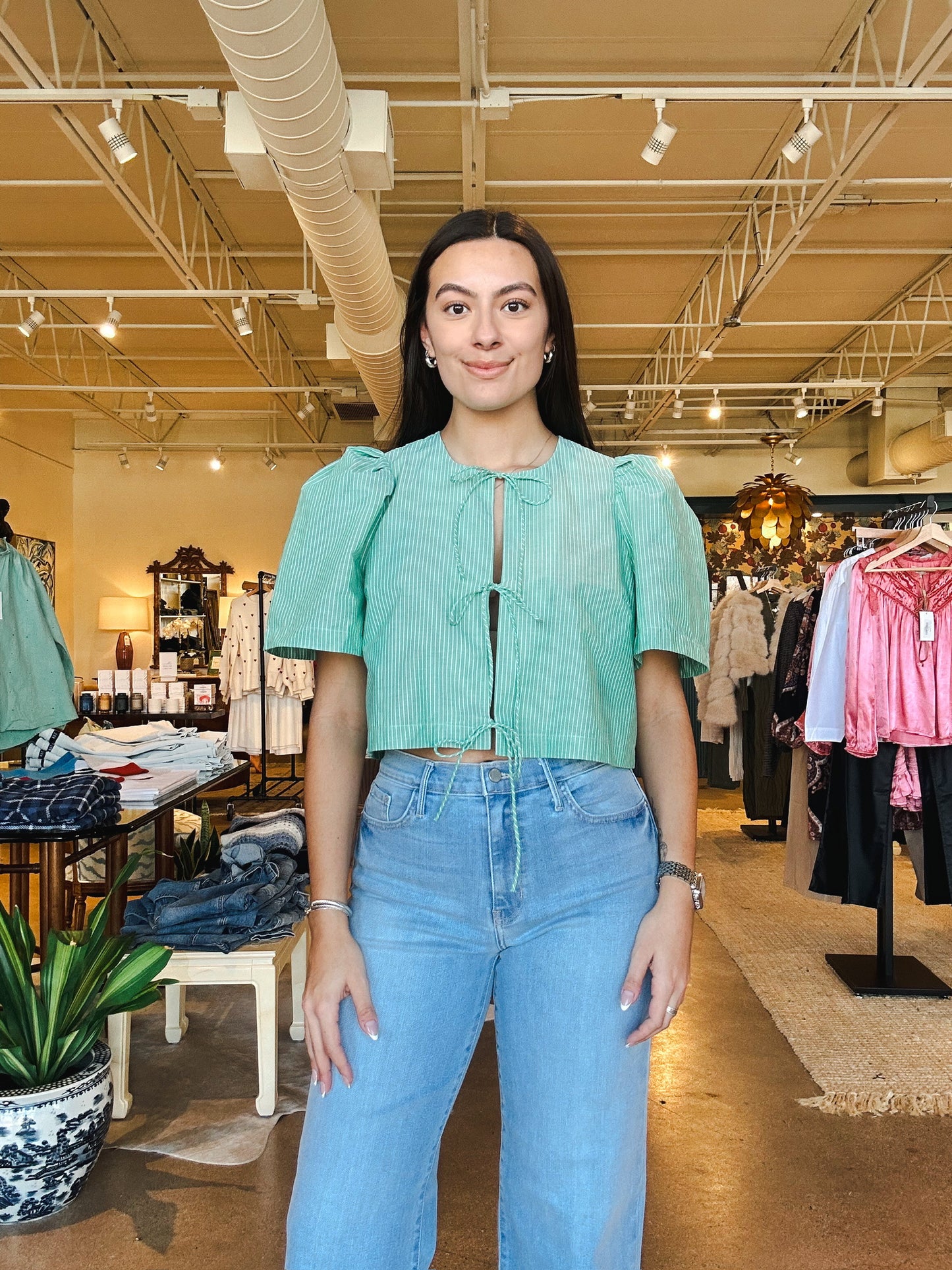 Vanessa Stripe Top- Green