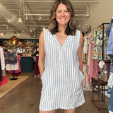 Azure Linen Dress - Oceanside Stripe