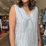 Azure Linen Dress - Oceanside Stripe