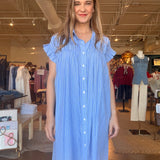 Jenna Dress- Blue Pinstripe