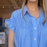 Jenna Dress- Blue Pinstripe