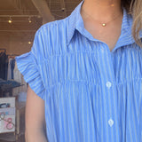 Jenna Dress- Blue Pinstripe