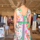 Patchwork Garden Ruffle Neck Dress