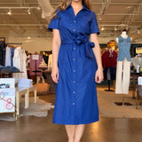 Georgia Tie Waist Midi Shirtdress- Navy