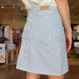 Colby Stripe Denim Skirt- White/Blue