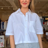 Azalia Poplin Top- White