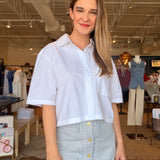 Colby Stripe Denim Skirt- White/Blue